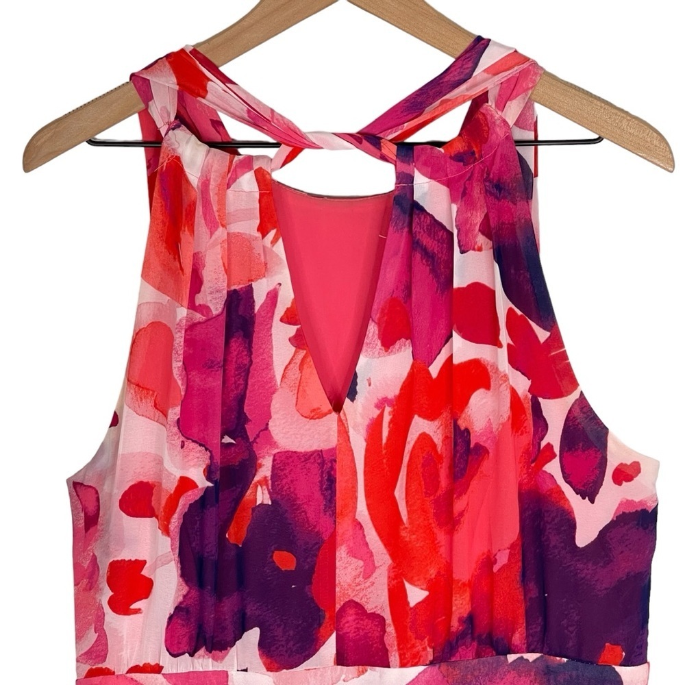 Eliza J Dress Womens 14 Floral Print Sleeveless Maxi Halter Wedding Guest Event - Picture 8 of 12